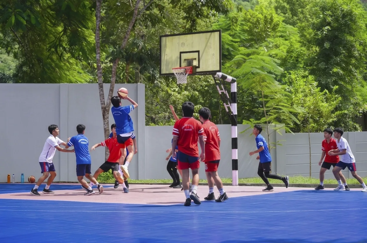 Basketball court at Axel Public School